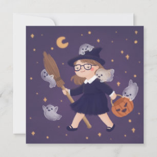 Happy Halloween Witch & Ghosts Invitation