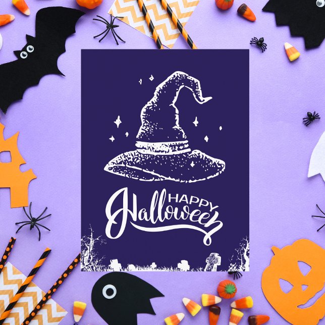 Happy Halloween Witch Hat and Graveyard Holiday Card (Creator Uploaded)