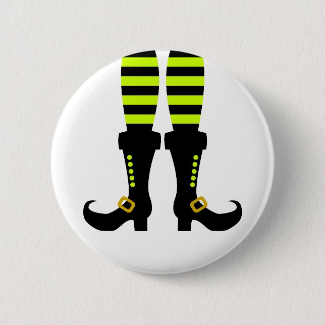 Happy Halloween Witch Leg 6 Cm Round Badge (Front)