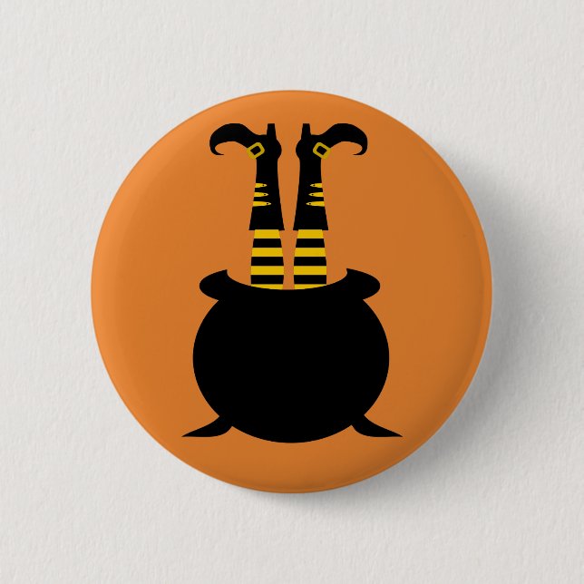 Happy Halloween Witch Leg 6 Cm Round Badge (Front)