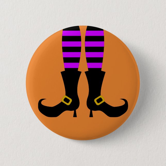Happy Halloween Witch Leg 6 Cm Round Badge (Front)