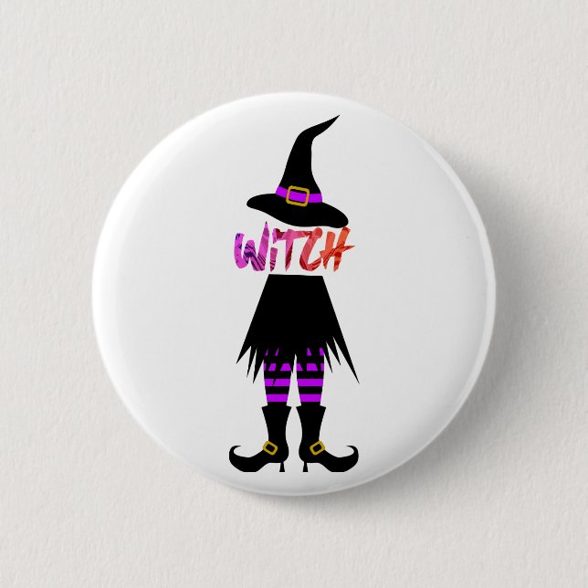 Happy Halloween Witch Leg 6 Cm Round Badge (Front)