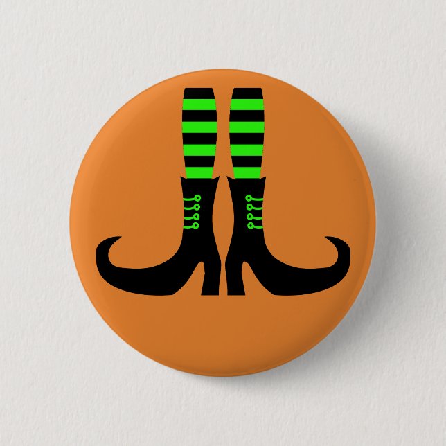 Happy Halloween Witch Leg 6 Cm Round Badge (Front)