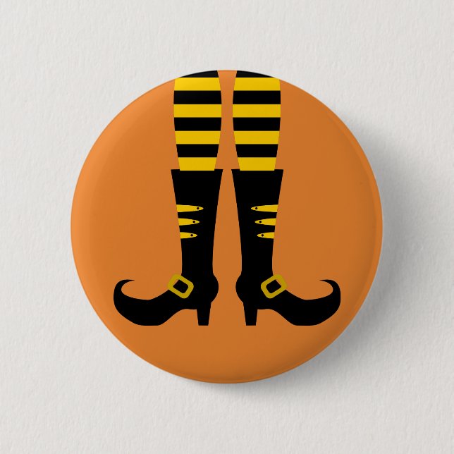 Happy Halloween Witch Leg 6 Cm Round Badge (Front)