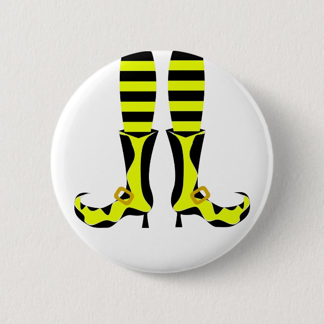 Happy Halloween Witch Leg 6 Cm Round Badge (Front)