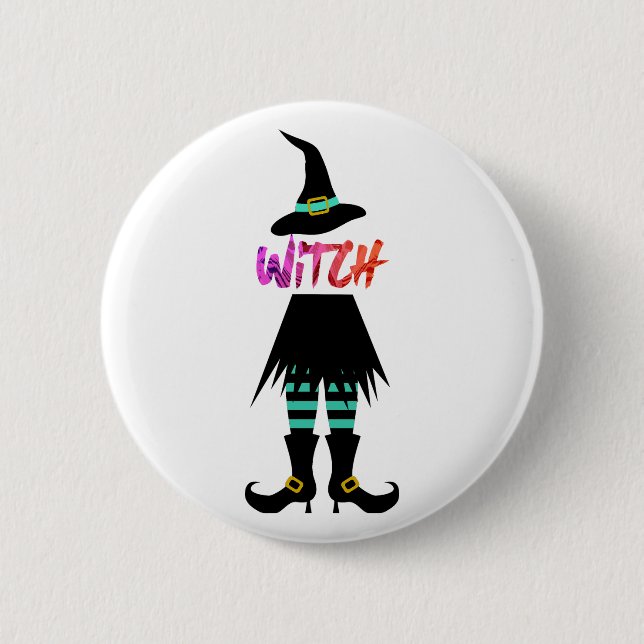 Happy Halloween Witch Leg 6 Cm Round Badge (Front)