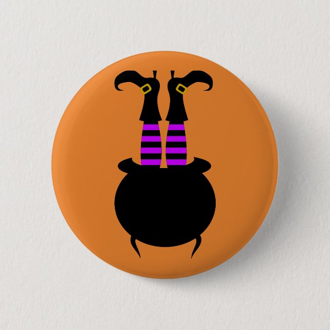 Happy Halloween Witch Leg 6 Cm Round Badge (Front)
