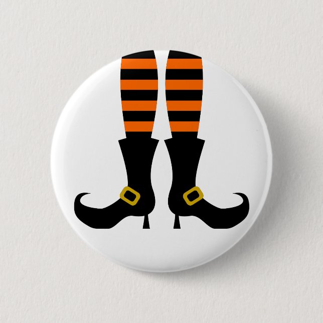 Happy Halloween Witch Leg 6 Cm Round Badge (Front)