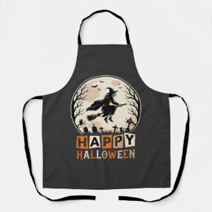 Happy Halloween Witch Moon Cemetery Design_1 Apron
