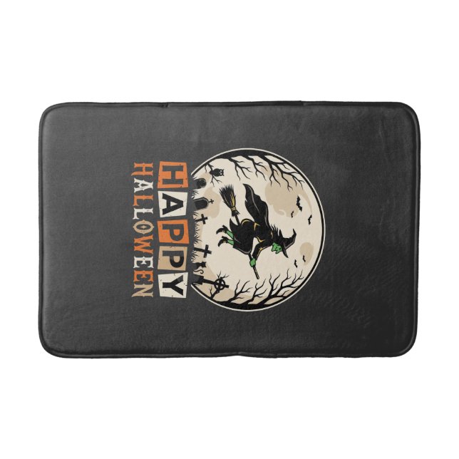 Happy Halloween Witch Moon Cemetery Design_1 Bath Mat (Front)