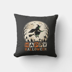 Happy Halloween Witch Moon Cemetery Design_1 Cushion