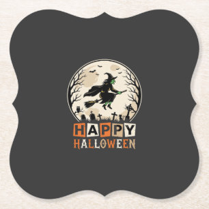 Happy Halloween Witch Moon Cemetery Design_1 Paper Coaster