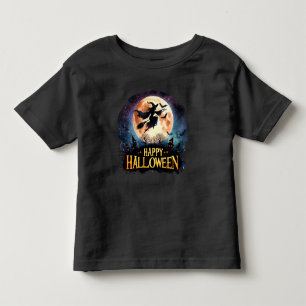 Happy Halloween - Witch on flying Broom Toddler T-Shirt