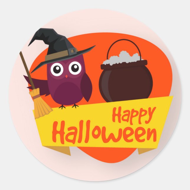 Happy Halloween Witch Owl | Sticker Seal (Front)