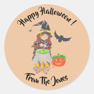 Happy Halloween witch personalised stickers