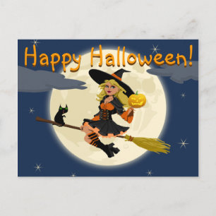 Happy Halloween Witch Postcard