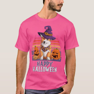 Happy Halloween Witch Pumpkin Costume Welsh Corgi T-Shirt