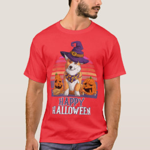 Happy Halloween Witch Pumpkin Costume Welsh Corgi T-Shirt