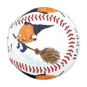 Happy Halloween Witch Pumpkin Flying Broom - Funny Baseball