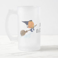Happy Halloween Witch Pumpkin Flying Broom - Funny