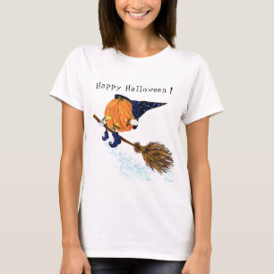 Happy Halloween Witch Pumpkin Flying Broom - Funny T-Shirt