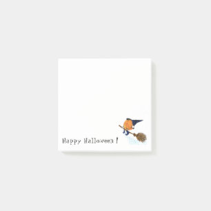 Happy Halloween Witch Pumpkin Flying with Broom Post-it Notes