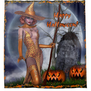 Happy Halloween Witch Shower Curtain