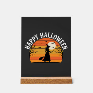 Happy Halloween Witch Sunset Design_1 Acrylic Sign