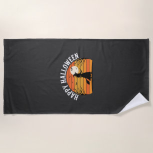 Happy Halloween Witch Sunset Design_1 Beach Towel