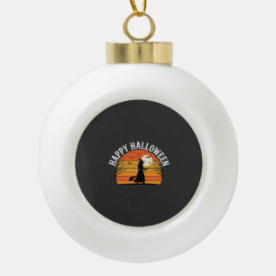 Happy Halloween Witch Sunset Design_1 Ceramic Ball Christmas Ornament
