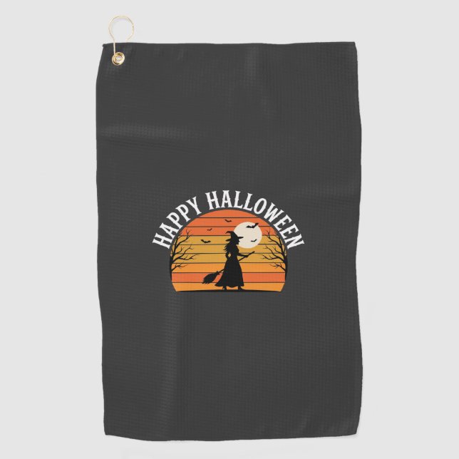 Happy Halloween Witch Sunset Design_1 Golf Towel (Front)