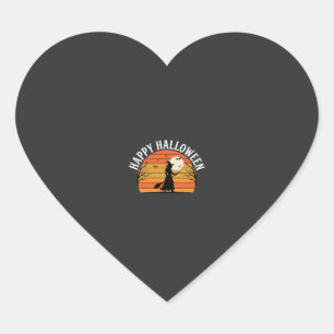 Happy Halloween Witch Sunset Design_1 Heart Sticker