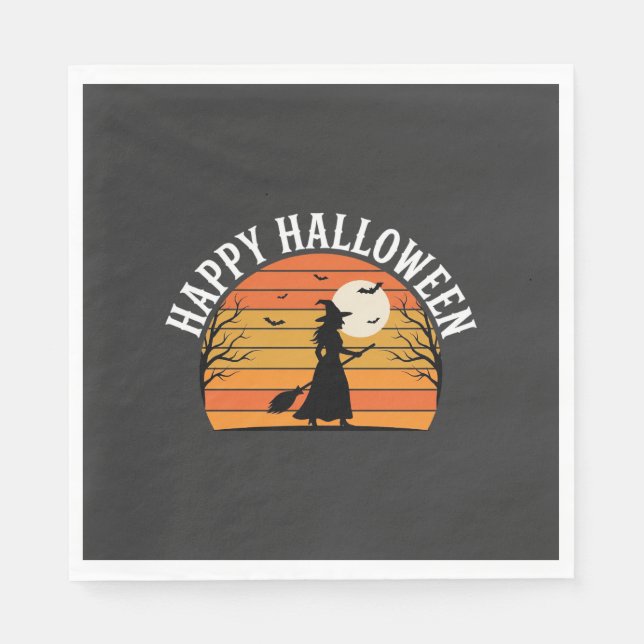 Happy Halloween Witch Sunset Design_1 Napkin (Front)
