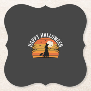 Happy Halloween Witch Sunset Design_1 Paper Coaster