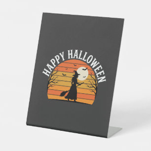 Happy Halloween Witch Sunset Design_1 Pedestal Sign