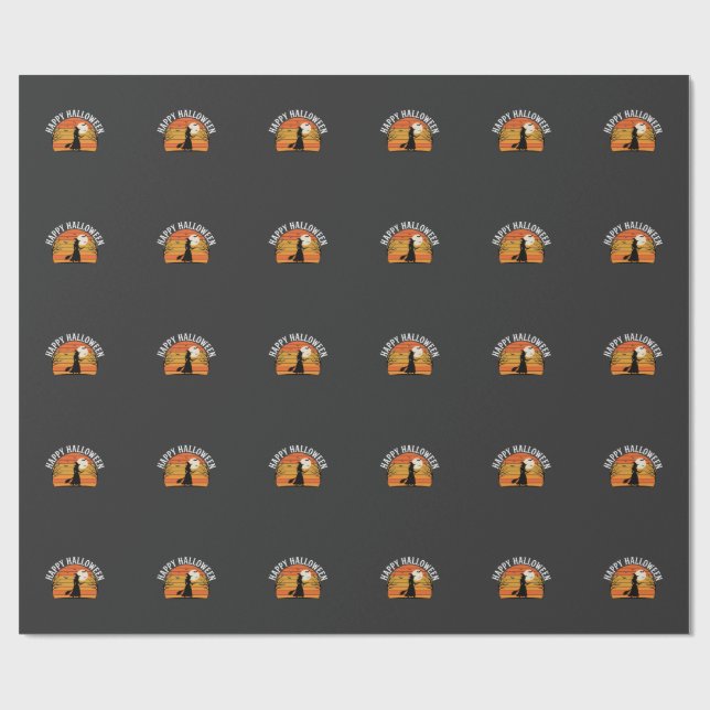 Happy Halloween Witch Sunset Design_1 Wrapping Paper (Flat)