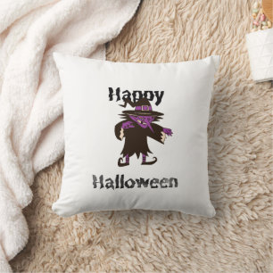 Happy Halloween Witch Throw Pillow