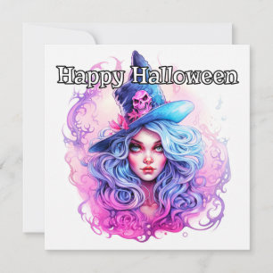 Happy Halloween   Witch Woman Illustration Card