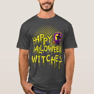 Happy Halloween Witches Cute Cat T-Shirt