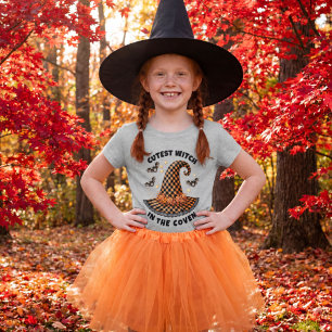 Happy Halloween Witches Hat Orange & Black Gingham T-Shirt