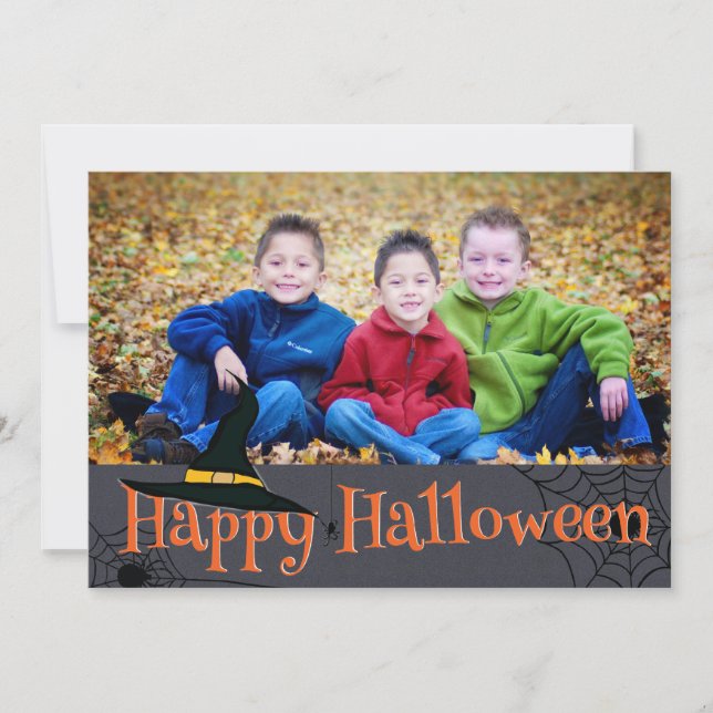 Happy Halloween Witches Hat photo card (Front)