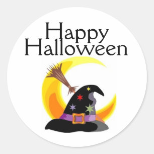 Happy Halloween Witches Hat Sticker - Customised