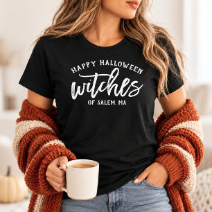 Happy Halloween Witches Modern White Script Womens Tri-Blend Shirt