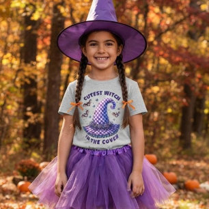 Happy Halloween Witches Purple Gingham Witch Hat T-Shirt