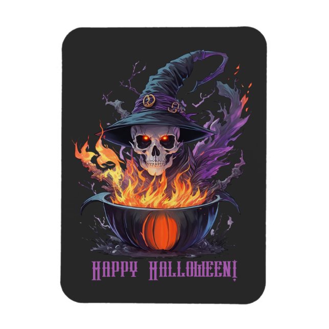 Happy Halloween! Witches Skull Magnet (Vertical)
