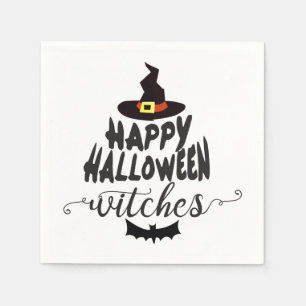Happy Halloween Witches Typography Halloween Napkin