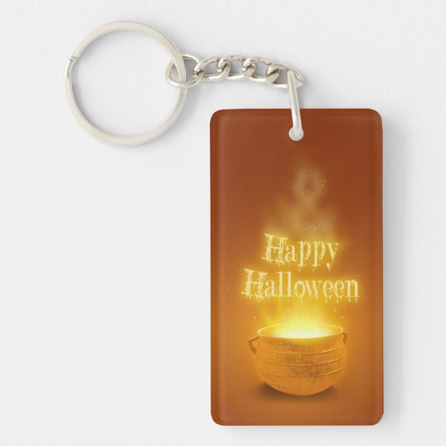 Happy Halloween Witch's Caldron Key Ring (Front)