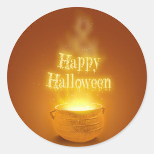 Happy Halloween Witch's Cauldron Classic Round Sticker