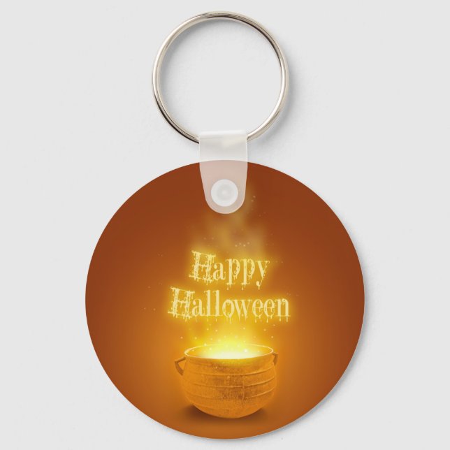 Happy Halloween Witch's Cauldron Key Ring (Front)