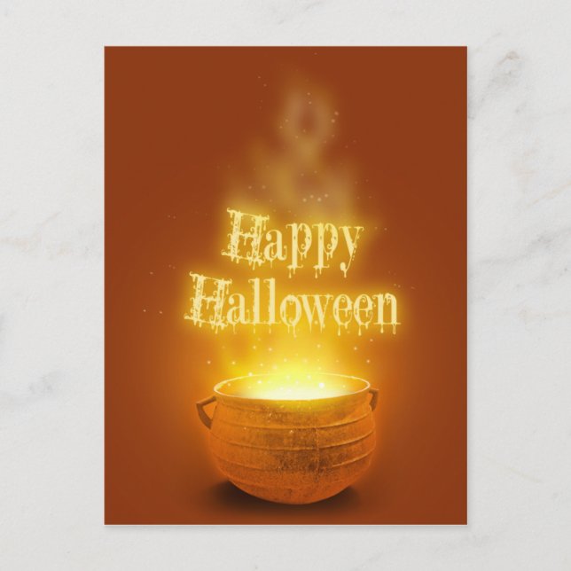Happy Halloween Witch's Cauldron Postcard (Front)